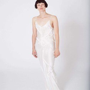 $795.00 KES WEDDING  RECYCLED DRESS WITH SLIT - SIZE SMALL